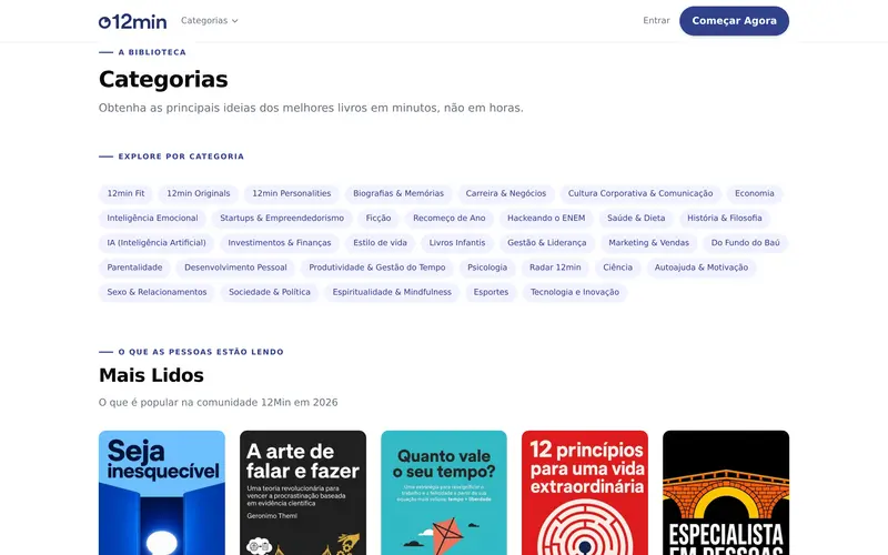 Biblioteca de categorias do produto 12minutos