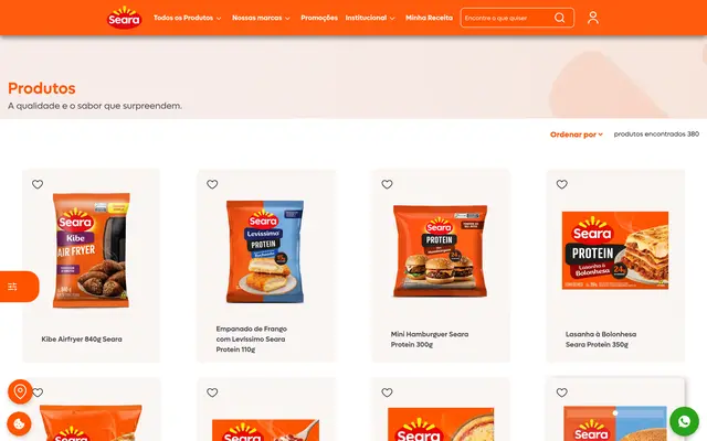Catálogo real de produtos da Seara