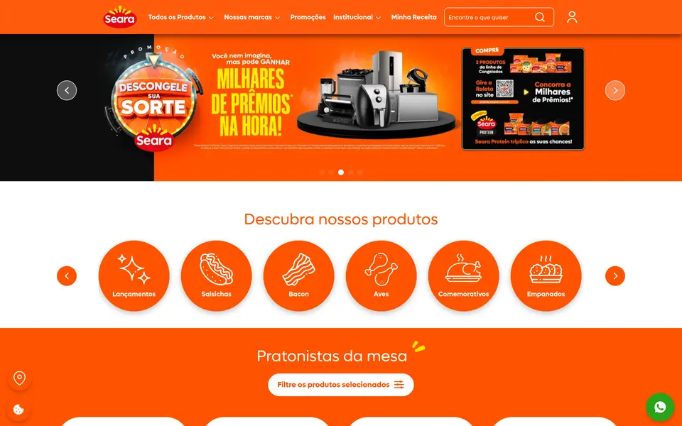 Página inicial da Seara em desktop
